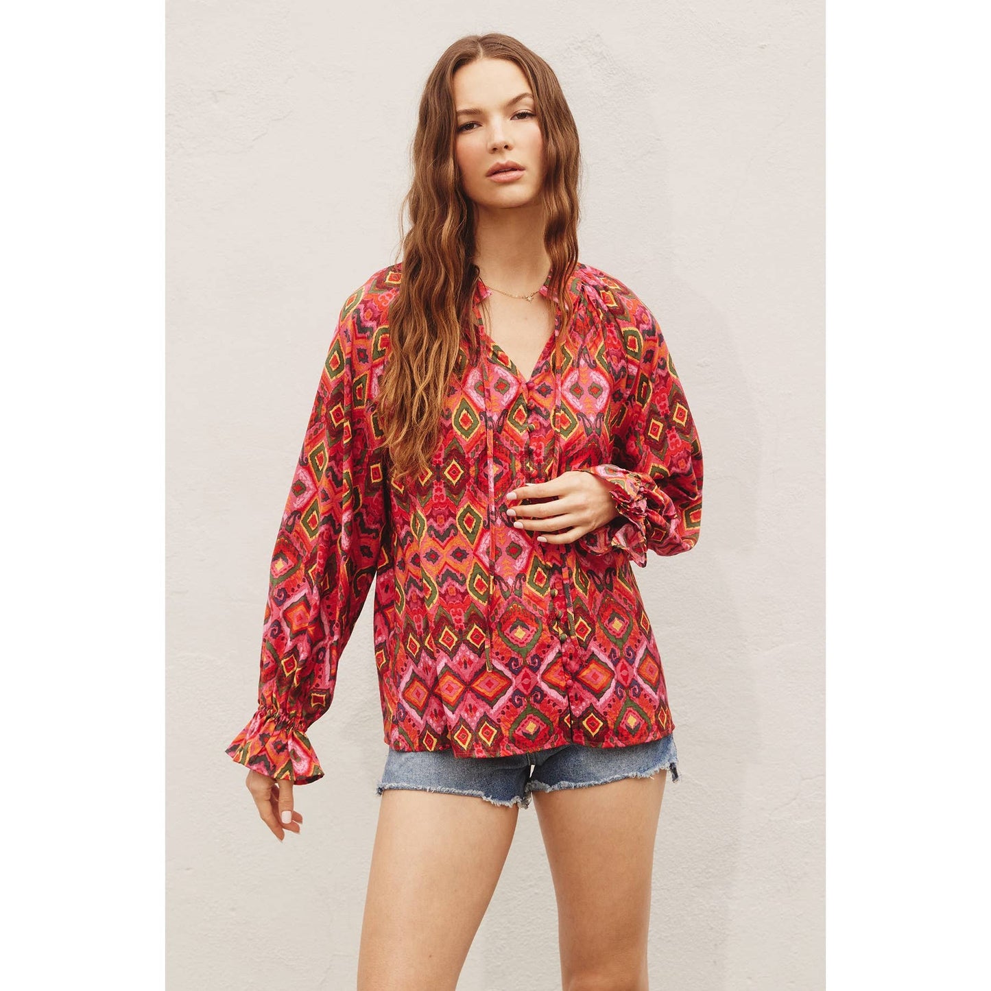Positano Ruffled Collar Button Down Blouse by FubarShirts.com.