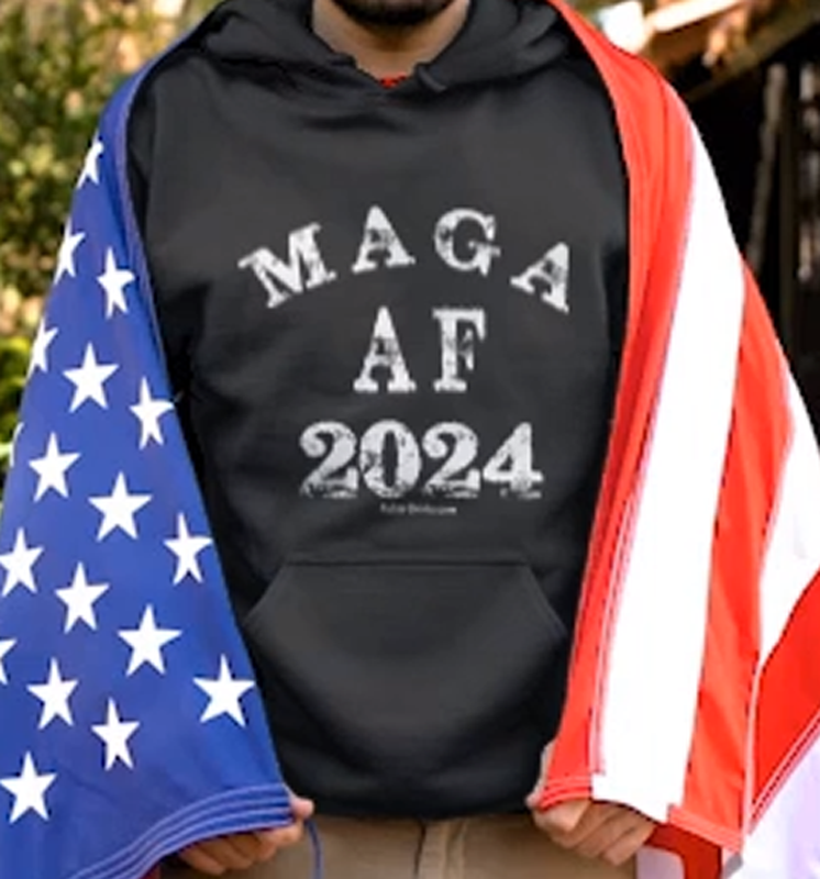 MAGA AF HOODIE. BLACK. FUBARSHIRTS.COM UNISEX