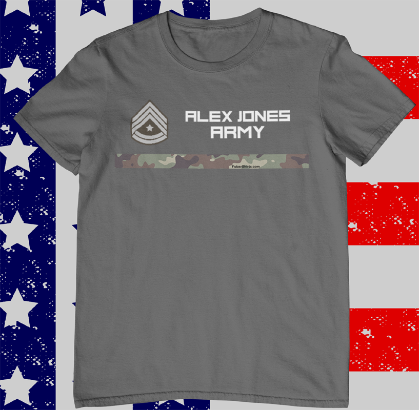 alex jones army t-shirt. Charcoal.
