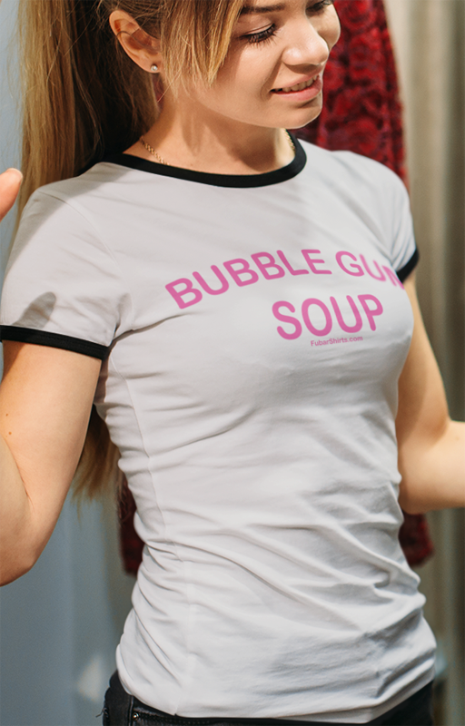 FubarShirts.com Penny Tee - Bubble Gum Soup - Heather color.
