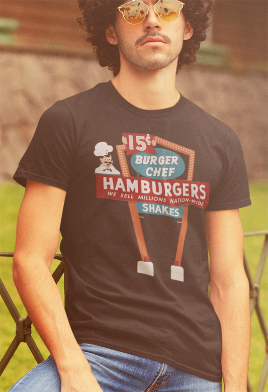 Vintage Old School Burger Chef T-shirt by FubarShirts.com Black Tee.