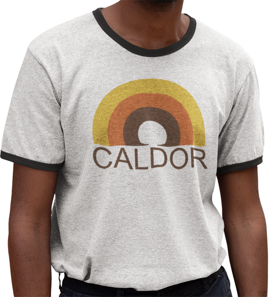 Caldor T-shirt. Retro Ringer Tee. FubarShirts.com. White w black trim.