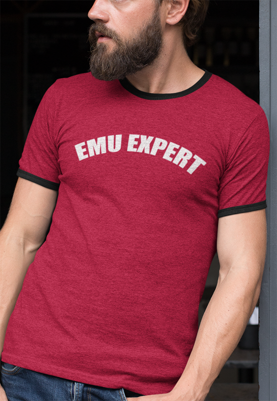 Emu Expert Penny tee shirt - FubarShirts.com - Red ringer.