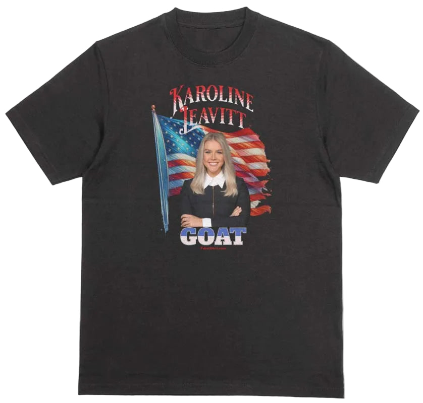Karoline Leavitt t-shirt. Press secretary. Karoline Leavitt Goat shirt. black tee. designed by FubarShirts.com. FREE SHIPPING. Premium Unisex Gildan Soft Style T-shirt.