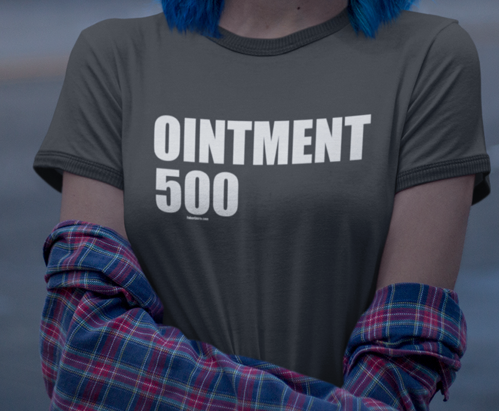 Ointment 500 Penny Tee - FubarShirts.com - Charcoal Ringer Tee.