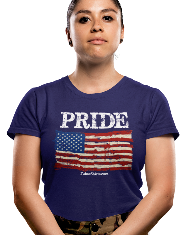 US Patriotic Pride t-shirt. Made by FubarShirts.com. Navy color.