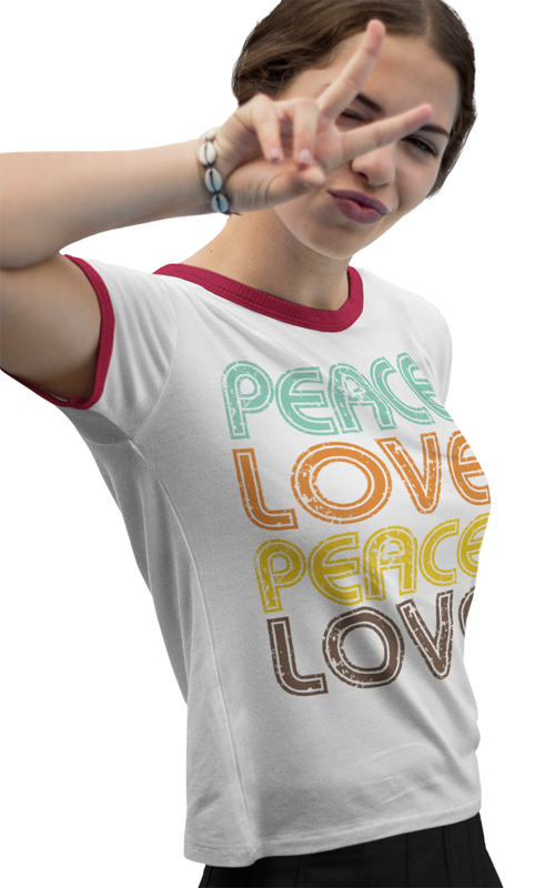 peace love ringer tee. retro t-shirt.