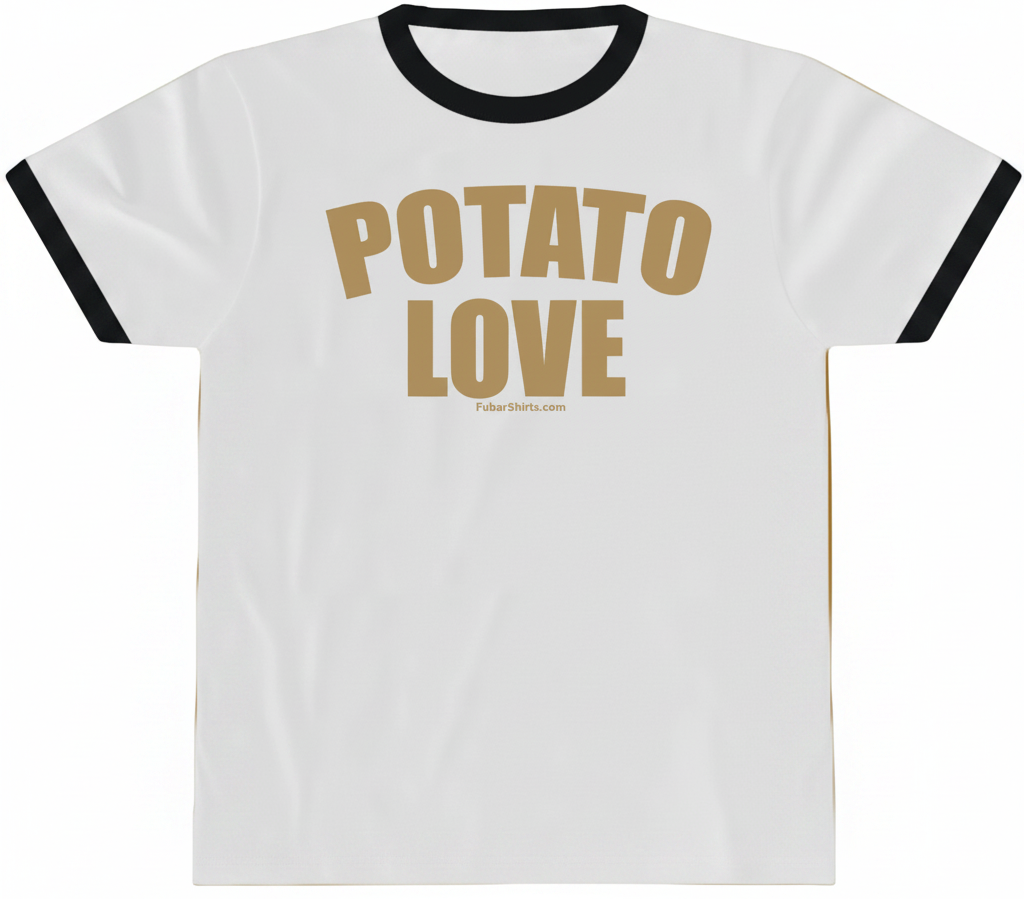 White Potato Love Penny Tee - retro ringere style - unisex - free shipping.