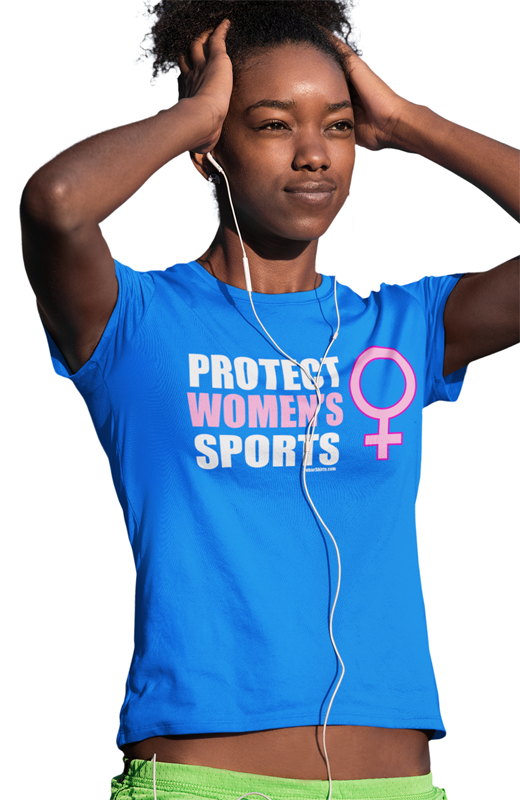 Protect Women's Sports T-shirt. Biological women statement shirt. Premium Gildan Soft Style shirt. Blue tee. Unisex. Free Shipping.