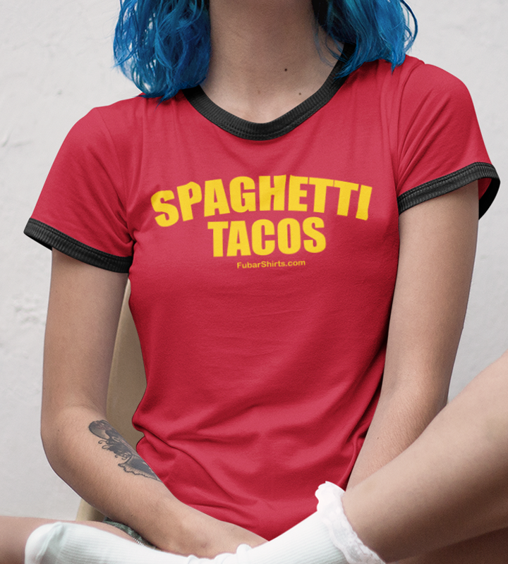 spaghetti tacos penny tee - fubarshirts.com