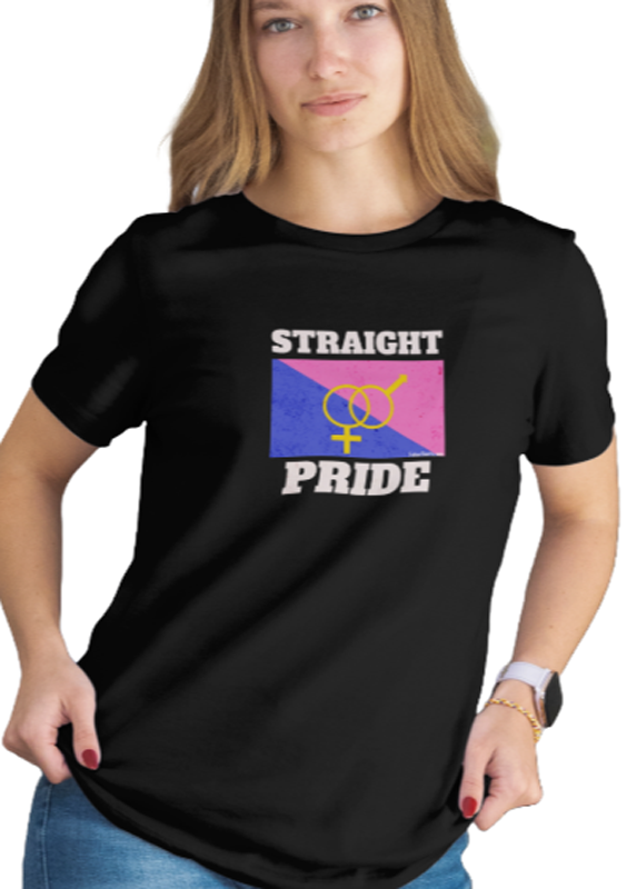 Straight Pride T-shirt. Black. Unisex. Free Shipping.
