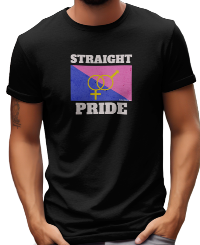 Straight Pride T-shirt. Black. Unisex. Free Shipping.