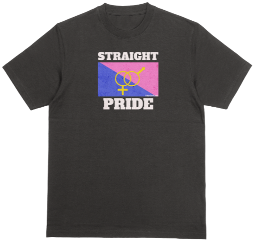 Straight Pride T-shirt. Black. Unisex. Free Shipping.