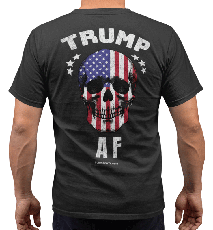 TRUMP AF Biker t-shirt. Back print. Black shirt. Free Shipping.