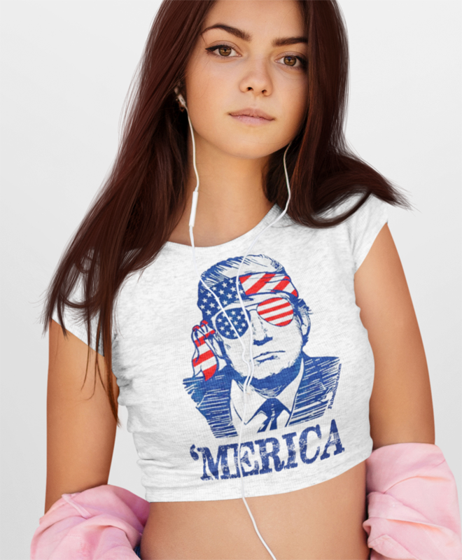Trump 'Merica 2024 Election T-shirt. Crop Top. By FubarShirts.com
