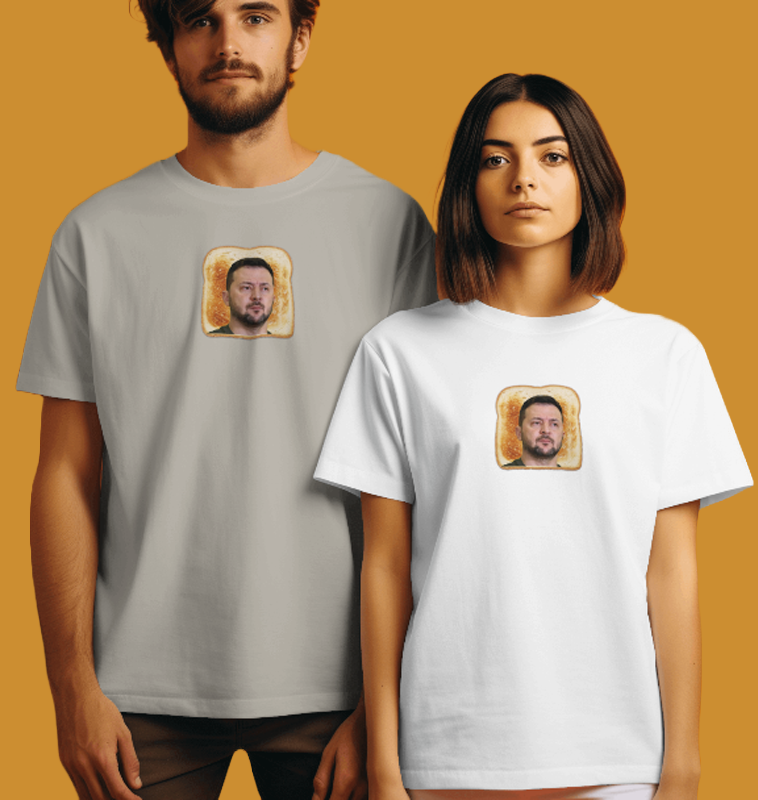 Zelenksy Is Toast T-shirt. Ash Grey and White T-shirt. Free Shipping. FubarShirts.com.