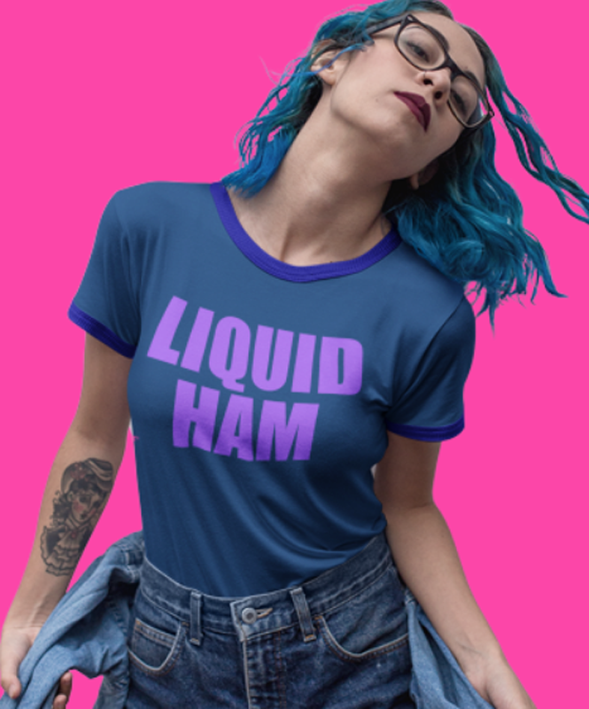 Penny Tees | Liquid Ham shirt | like icarly shirts | blue ringer with blue trim