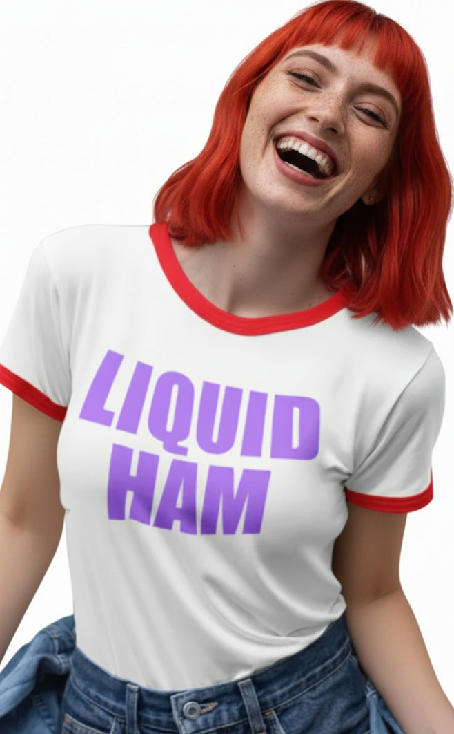 Penny Tees | Liquid Ham shirt | like icarly shirts | white ringer with red trim