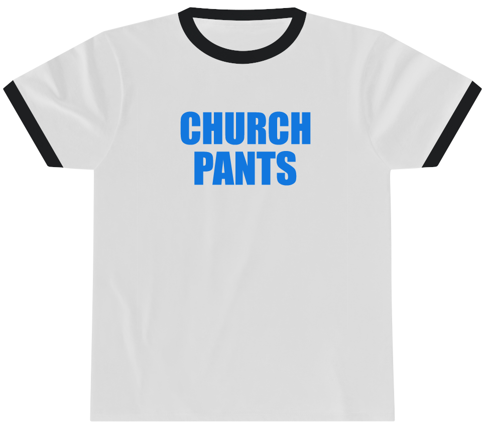 Church Pants Penny Tee | Unisex | White ringer Tee | Icarly Style