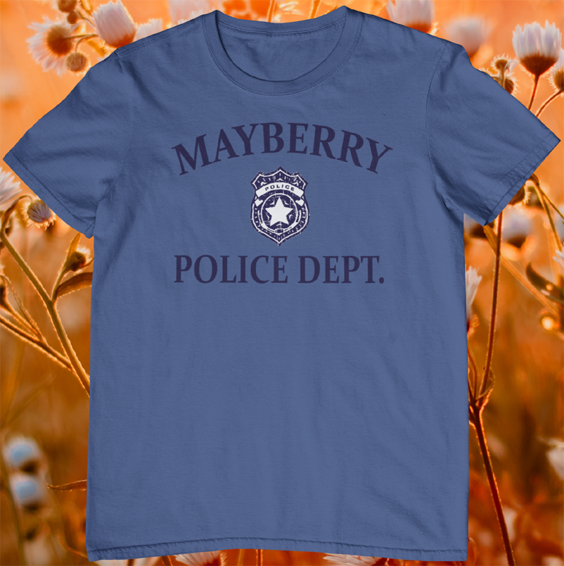 andy griffith t-shirt | mayberry police dept shirt | blue tee.