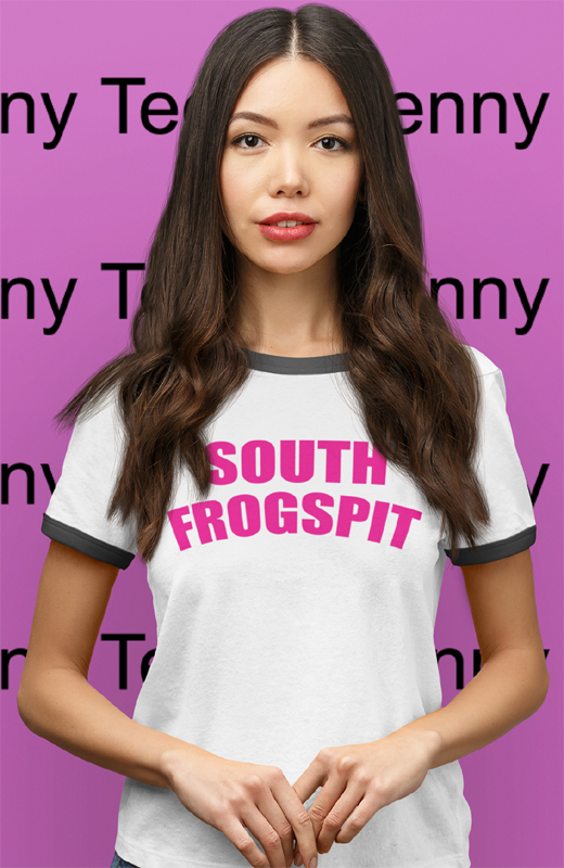 South Frogspit Penny Tee | white w black trim | ringer | Icarly style