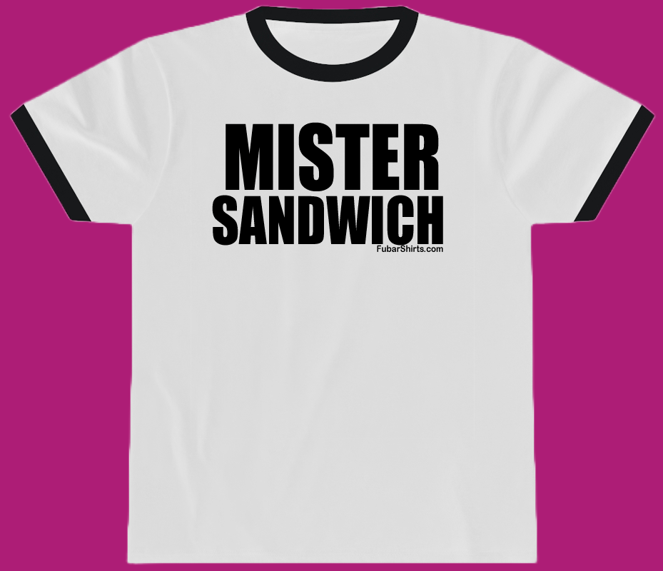 Mister Sandwich Penny Tee. White Shirt. Ringer Tee. Like ICarly shirts. Retro Vintage t-shirt.