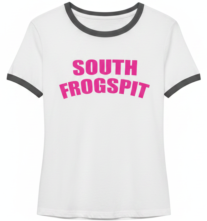 South Frogspit Penny Tee | white w black trim | ringer | Icarly style - unisex. Free shipping