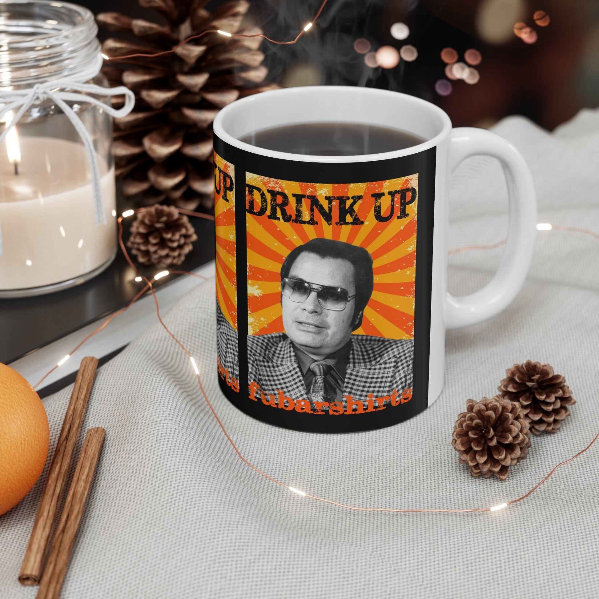 jim jones drink up mug. 11 ounce.