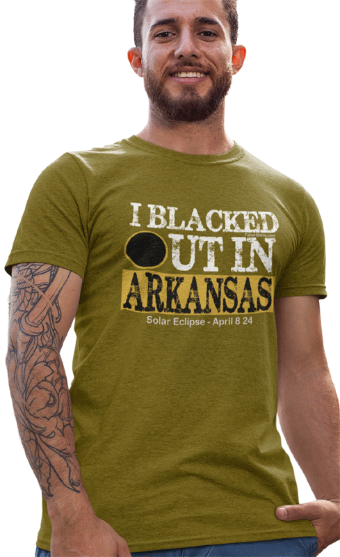 i blacked out in arkansas t-shirt. army green.