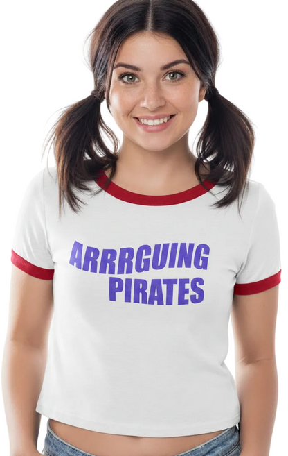 Arrrguing Pirates Penny Tee. White. Free Shipping. Unisex.