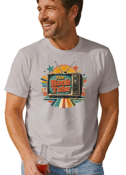 The Boob Tube T-shirt. Unisex. Premium Gildan Soft Style. Free Shipping. Light grey color.