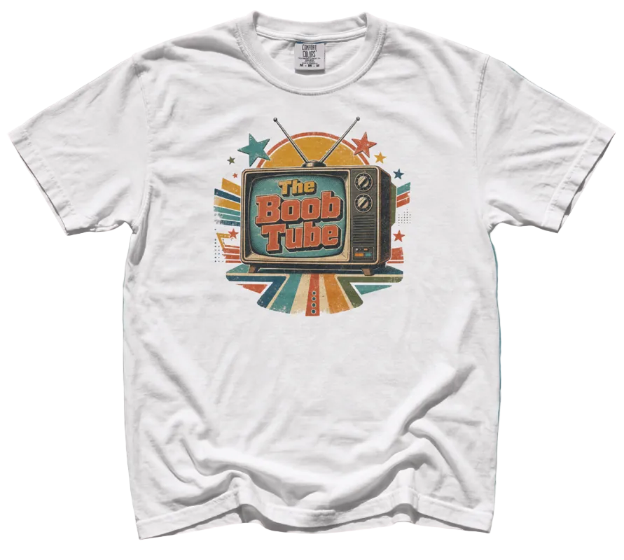 Boob Tube t-shirt. White. FubarShirts.com. Retro/Vintage design. Free Shipping.