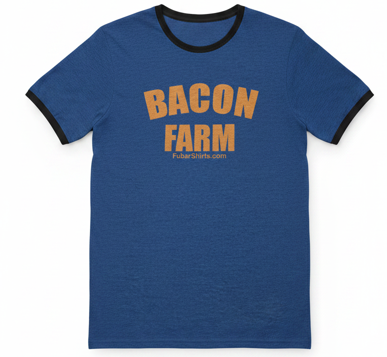Bacon Farm Penny Tee. Blue. Free Shipping. Unisex. FubarShirts.com