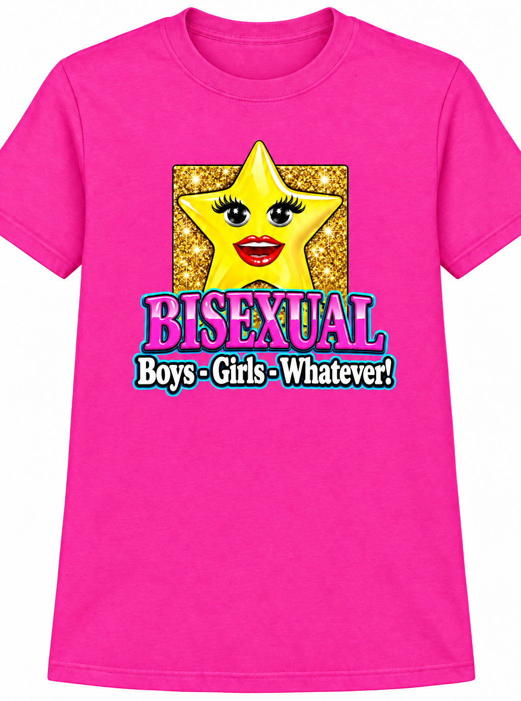 Pink Bisexual Gold Star shirt. Free Shipping. Hi quality premium cotton. Unisex.