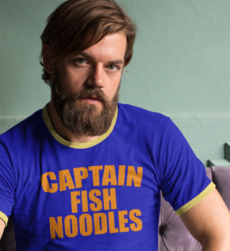 Captain Fish Noodles Penny Tee - FubarShirts.com - Navy Blue shirt