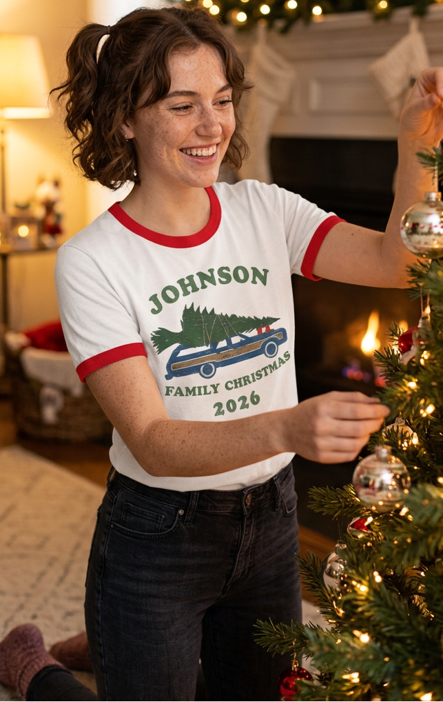 Custom parody shirt of Christmas Vacation.   Vintage ringer Tee. Unisex. Free Shipping.