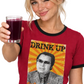 Jim Jones Drink Up T-shirt. Red Ringer Tee. Vintage Retro 70s style.
