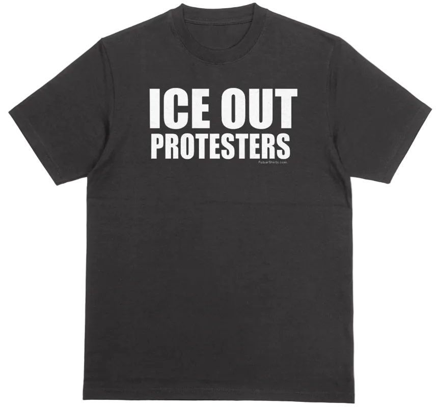 Black  gildan SOFT STYLE COTTON t-shirt with 'ICE OUT PROTESTERS' .