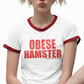 Obese Hamster Penny Tee. Ringer. Free Shipping. iCarly style. White shirt - red hems. FubarShirts.com. Unisex.
