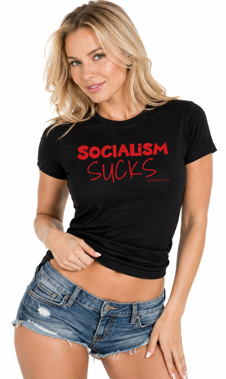 Socialism Sucks Black T-shirt. Unisex. Free Shipping. FubarShirts.com