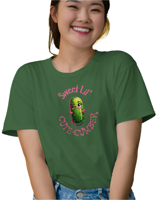 Sweet Lil' Cute-Cumber t-shirt. Green. Free Shipping. FubarShirts.com