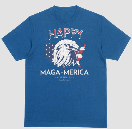 Trump Won T-shirt. Happy Maga-Merica shirt. Blue. Eagle. USA. Maga. 