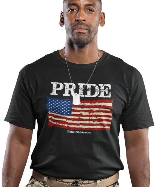 US Flag Pride t-shirt. Black Tee. By FubarShirts.com