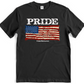 American Pride Flag Shirt. Premium Gildan Soft Style Cotton. Unisex. FubarShirts.com. Black tee.