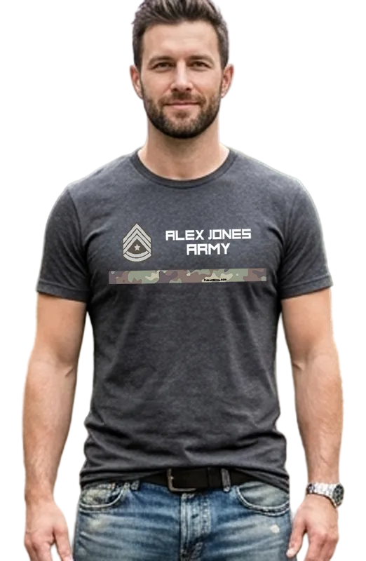 Alex Jones Army T-shirt. Premium Gildan Soft Style Cotton Tee. FubarShirts.com. Free Shipping. Charcoal tee. 