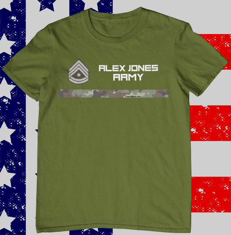 Alex Jones Army t-shirt. Green color.