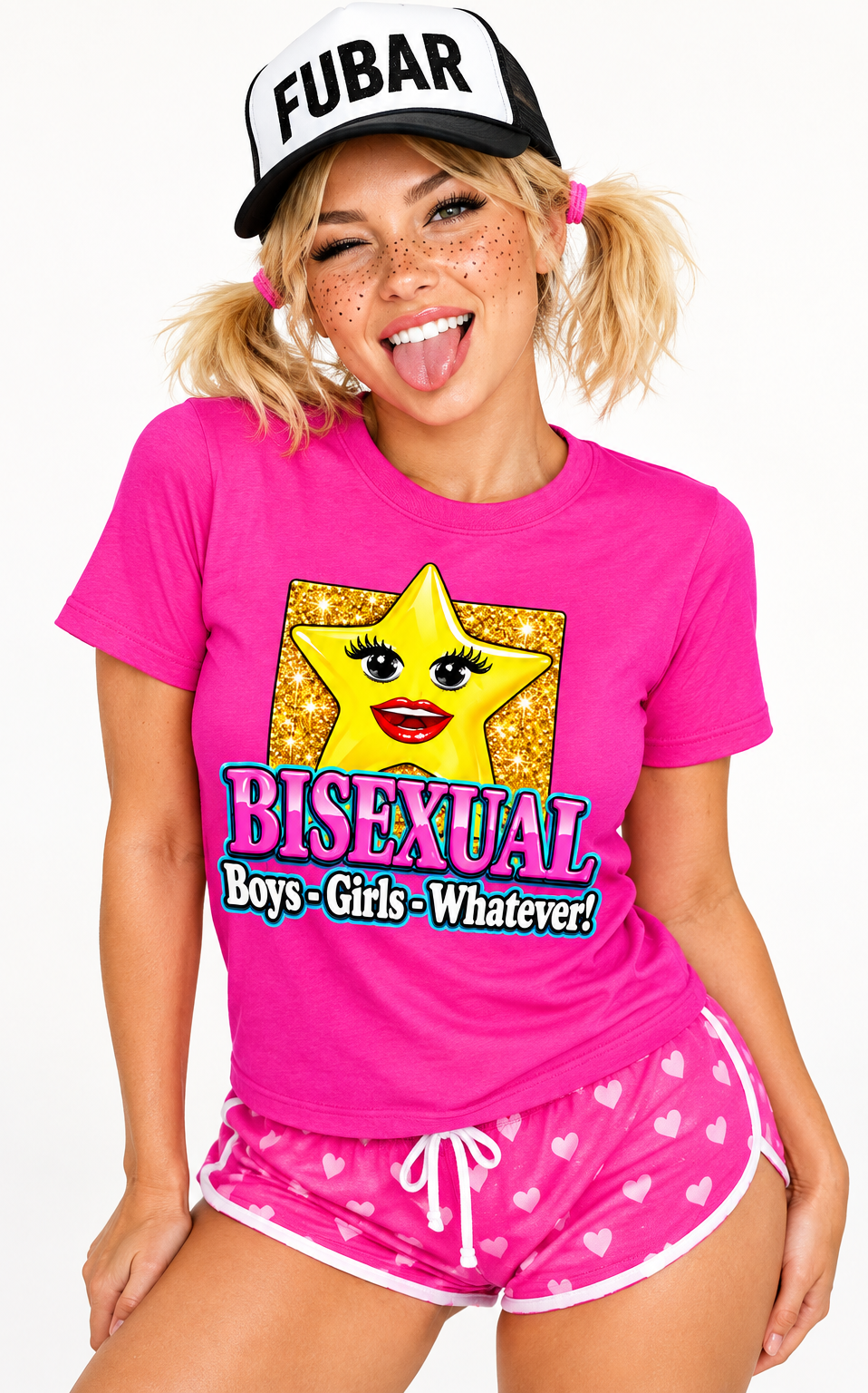 Bisexual gold star t-shirt. Pink. Unisex shirt. Premium cotton. Free shipping.