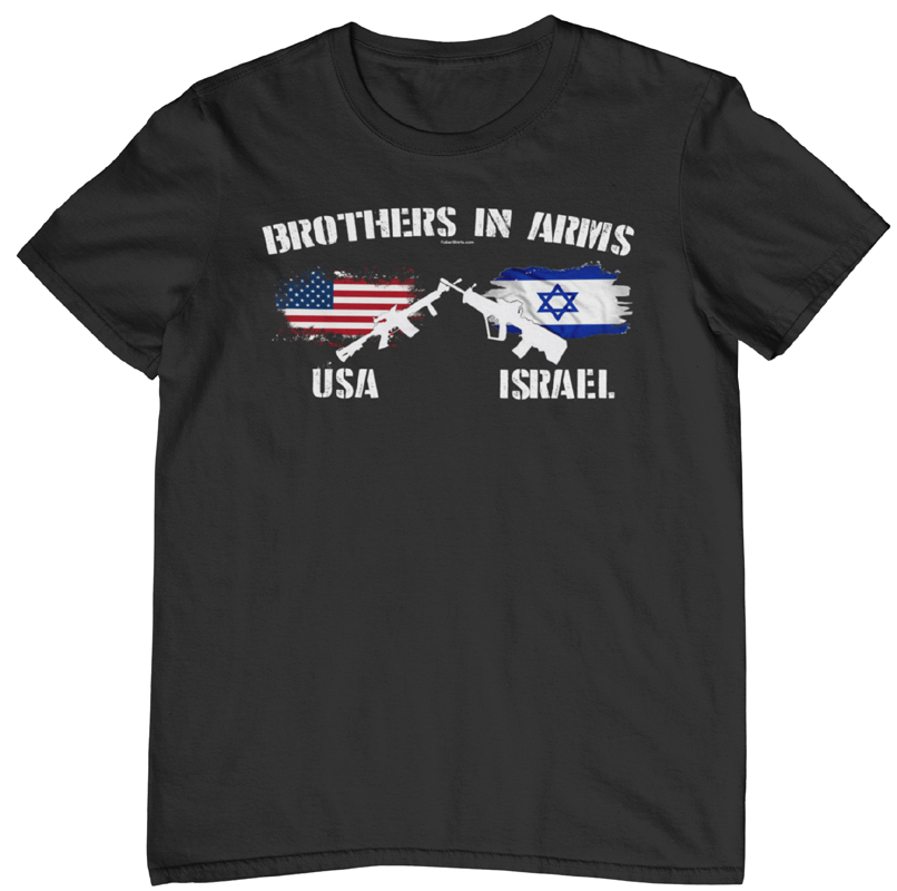 Brothers In Arms Shirt. USA ISRAEL. Black Tee. FubarShirts.com. Free Shipping.