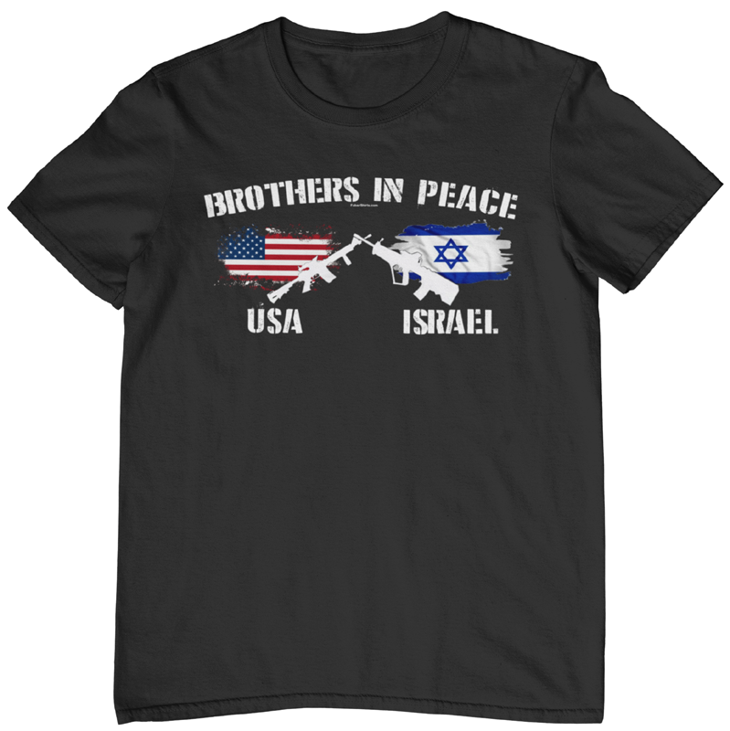 brothers in peace shirt. usa israel t-shirt. fubarhshirts.com. black tee.