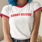 Bunny Rescue Penny Tee - FubarShirts.com - White tee / red trim.